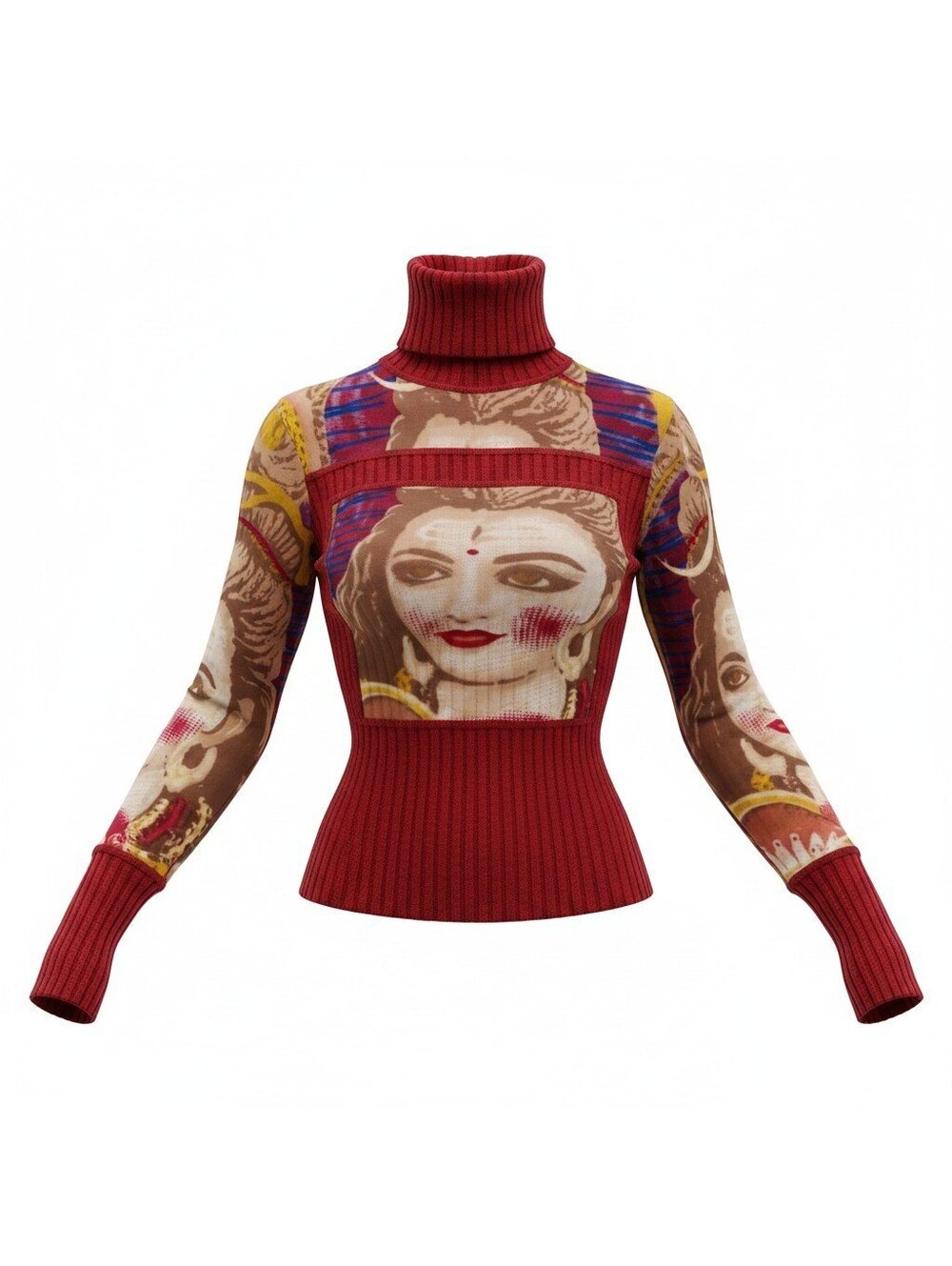 VINTAGE Y2K GODDESS ILLUSTRATION MIXED MEDIA TOP